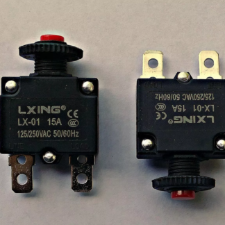 15 Amps Circuit Breakers (2 pcs) 12 to 250 volt Push Button Manual Reset