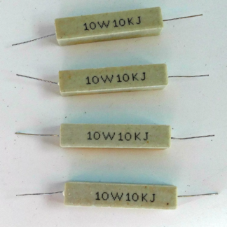 10W10KJ 10,000 Ohm 10 watt wire round ceramic resistors (4 pieces)